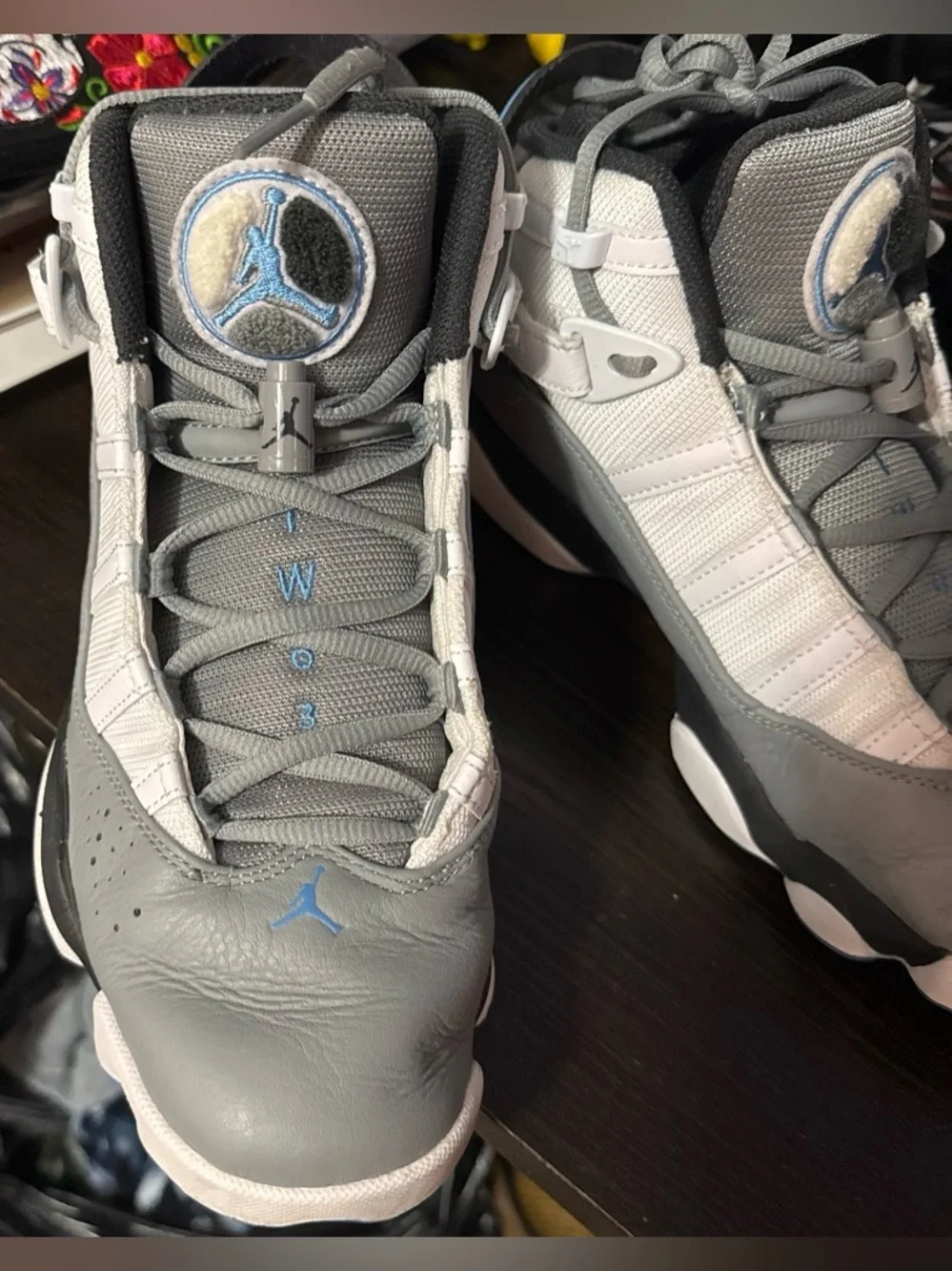 Jordan Kids Gray and Light Blue Low-Top Sneakers